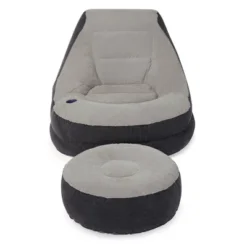 Intex 68564E Inflatable Ultra Lounge Chair With Cup Holder And Ottoman Set, Gray