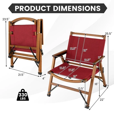 Costway 2 PCS Patio Folding Camping Beach Chair Portable Picnic Fishing Bamboo Frame 6 Costway 2 PCS Patio Folding Camping Beach Chair Portable Picnic Fishing Bamboo Frame - Image 4