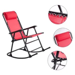 Costway Folding Zero Gravity Rocking Chair Rocker Porch Outdoor Patio Headrest Red -Intex Tents Shop GUEST 0f395454 ea97 40ae bca9 eaea62dd1b11