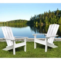 Lakeside Faux Wood Adirondack Outdoor Portable Chair White - Merry Products -Intex Tents Shop GUEST 11050402 68d0 4112 bd94 86f9f1460d97