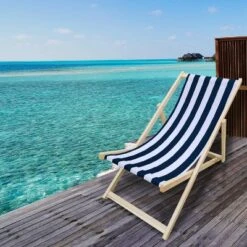 Striped Wood Sling Chair - Natural/Blue - WELLFOR 17 Striped Wood Sling Chair - Natural/Blue - WELLFOR -Intex Tents Shop GUEST 11993b7a 9a27 4485 aef2 15239bcb4df6