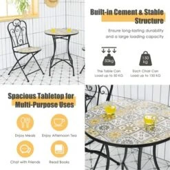 Tangkula 2PCS Outdoor Mosaic Folding Bistro Chairs Patio Chairs With Ceramic Tiles Seat And Exquisite Floral Pattern Yellow Seat -Intex Tents Shop GUEST 301763d1 b699 42b6 8e57 b17c96df0670