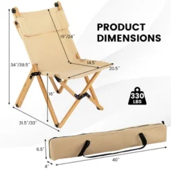 Costway 2 PCS Patio Folding Camping Chair Portable Fishing Bamboo Adjust Backrest W/ Bag -Intex Tents Shop GUEST 39bd545f a692 496d 8aa5 1850db04b867