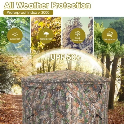 Costway Hunting Blind Portable Pop Up Ground Tent 2-3 Person With Carry Bag Storage Pocket 8 Costway Hunting Blind Portable Pop Up Ground Tent 2-3 Person With Carry Bag Storage Pocket - Image 6