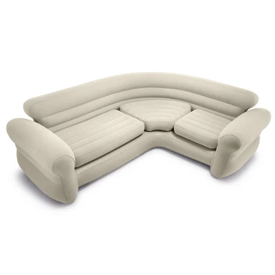 Intex Inflatable 2 In 1 Inflating And Deflating Valve Corner Living Room Air Mattress Sectional Sofa Couch For Living Room Or Dorm Room, Beige 3 Intex Inflatable 2 In 1 Inflating And Deflating Valve Corner Living Room Air Mattress Sectional Sofa Couch For Living Room Or Dorm Room, Beige