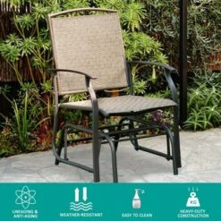 Costway Patio Swing Single Glider Chair Rocking Seating Steel Frame Garden Furni Brown -Intex Tents Shop GUEST 55f6594e fb2a 4c12 9cef dcde4cf7b508