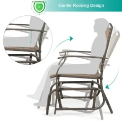 Costway Patio Swing Single Glider Chair Rocking Seating Steel Frame Garden Furni Brown -Intex Tents Shop GUEST 59c11af7 9580 44ca 8309 5eaf8b80ed31