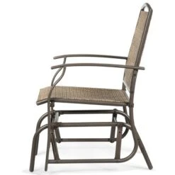 Costway Patio Swing Single Glider Chair Rocking Seating Steel Frame Garden Furni Brown -Intex Tents Shop GUEST 5b306738 92fd 43b7 adc0 5602483ac62d