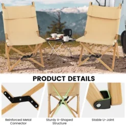 Costway 2 PCS Patio Folding Camping Chair Portable Fishing Bamboo Adjust Backrest W/ Bag -Intex Tents Shop GUEST 5c5f7b4a cb6b 4225 a191 8a3db987d1d9