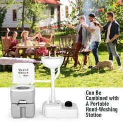 Costway 5.3 Gallon Portable Travel Toilet Outdoor Camping Toilet W/ Piston Pump Flush -Intex Tents Shop GUEST 60198051 7fd9 4693 96cf 75d1b5c019ce