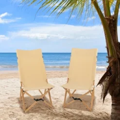 Costway 2 PCS Patio Folding Camping Chair Portable Fishing Bamboo Adjust Backrest W/ Bag -Intex Tents Shop GUEST 623d0026 8b0d 4b33 80fe 868d85e99981