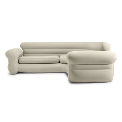 Intex Inflatable 2 In 1 Inflating And Deflating Valve Corner Living Room Air Mattress Sectional Sofa Couch For Living Room Or Dorm Room, Beige 4 Intex Inflatable 2 In 1 Inflating And Deflating Valve Corner Living Room Air Mattress Sectional Sofa Couch For Living Room Or Dorm Room, Beige - Image 2