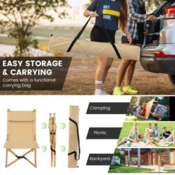 Costway 2 PCS Patio Folding Camping Chair Portable Fishing Bamboo Adjust Backrest W/ Bag -Intex Tents Shop GUEST 65a73939 b08d 4b9f ba15 af945f95a64c