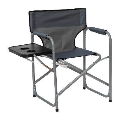 Emma And Oliver Canvas Folding Director's Chair With Accent Trim, Steel Tube Frame-Integrated Folding Side Table With Cupholders 13 Emma And Oliver Canvas Folding Director's Chair With Accent Trim, Steel Tube Frame-Integrated Folding Side Table With Cupholders - Image 11