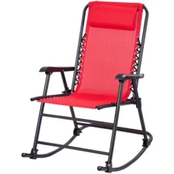 Costway Folding Zero Gravity Rocking Chair Rocker Porch Outdoor Patio Headrest Red -Intex Tents Shop GUEST 788e2357 1fba 418f 92e3 669fb5f42f6a