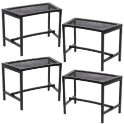Sunnydaze Decor Sunnydaze Outdoor Lightweight And Portable Metal Patio Side End Table Or Backless Bench Seat With Mesh Top - 23" -Intex Tents Shop GUEST 7d1d7343 25fb 4377 b80e 898ae6507f16