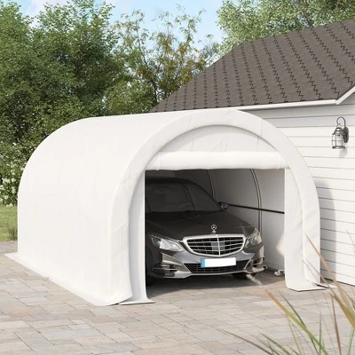 Outsunny 10' X 16' Carport / Storage Tent, Anti-UV PE Portable Garage For Car, Truck, Boat, Motorcycle, Bike, Garden Tools, Outdoor Work, White 2 Outsunny 10' X 16' Carport / Storage Tent, Anti-UV PE Portable Garage For Car, Truck, Boat, Motorcycle, Bike, Garden Tools, Outdoor Work, White