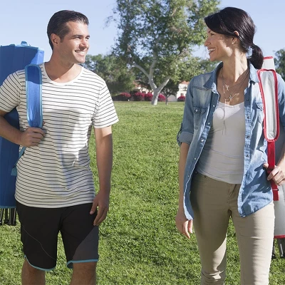 Kelsyus Premium Portable Camping Folding Outdoor Lawn Chair W/50+ UPF Canopy, Cup Holder, & Carry Strap, For Sports, Beach, Lake, Blue & Gray (2 Pack) 6 Kelsyus Premium Portable Camping Folding Outdoor Lawn Chair W/50+ UPF Canopy, Cup Holder, & Carry Strap, For Sports, Beach, Lake, Blue & Gray (2 Pack) - Image 4