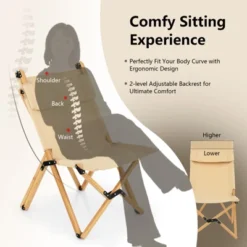 Tangkula 1PC/2PCS Folding Camping Chair Bamboo Wood Beach Chair With Breathable Canvas 2-Level Adjustable Backrest Portable Folding Chair With Carrying Bag -Intex Tents Shop GUEST 976a73b8 881b 4b04 a2c0 e196cd681eb0