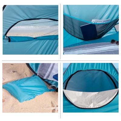 Pop Up Beach Tent With UV Protection And Ventilation Windows – Water And Wind Resistant Double-Door Sun Shelter For Outdoor Events By Wakeman (Blue) 4 Pop Up Beach Tent With UV Protection And Ventilation Windows – Water And Wind Resistant Double-Door Sun Shelter For Outdoor Events By Wakeman (Blue) - Image 2