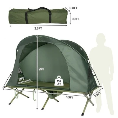 Costway 1-Person Outdoor Camping Tent Cot Elevated Compact Tent Set W/ External Cover 3 Costway 1-Person Outdoor Camping Tent Cot Elevated Compact Tent Set W/ External Cover