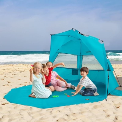 Alvantor Outdoor Automatic Pop-Up Sun Shade Canopy 3 People Beach Shelter Tent Turquoise 4 Alvantor Outdoor Automatic Pop-Up Sun Shade Canopy 3 People Beach Shelter Tent Turquoise - Image 2