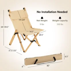 Tangkula 1PC/2PCS Folding Camping Chair Bamboo Wood Beach Chair With Breathable Canvas 2-Level Adjustable Backrest Portable Folding Chair With Carrying Bag -Intex Tents Shop GUEST a051b272 87c5 4254 869e f5f1b5f1fa3f