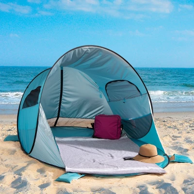 Pop Up Beach Tent With UV Protection And Ventilation Windows – Water And Wind Resistant Double-Door Sun Shelter For Outdoor Events By Wakeman (Blue) 3 Pop Up Beach Tent With UV Protection And Ventilation Windows – Water And Wind Resistant Double-Door Sun Shelter For Outdoor Events By Wakeman (Blue)