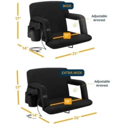 Alpcour Heated Massage Stadium Seat - Waterproof Reclining Chair With Side Pockets