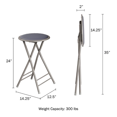 Trademark Home Heavy-Duty 24-Inch Folding Stools With Padded Seats, Gray, Set Of 2 4 Trademark Home Heavy-Duty 24-Inch Folding Stools With Padded Seats, Gray, Set Of 2 - Image 2