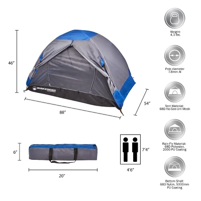 Leisure Sports 2-Person Backpacking Tent With Rain Fly, Waterproof Floor, Taped Seams, And Carry Bag 5 Leisure Sports 2-Person Backpacking Tent With Rain Fly, Waterproof Floor, Taped Seams, And Carry Bag - Image 3