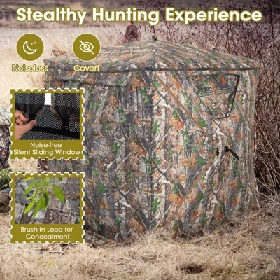 Costway Hunting Blind Portable Pop Up Ground Tent 2-3 Person With Carry Bag Storage Pocket 7 Costway Hunting Blind Portable Pop Up Ground Tent 2-3 Person With Carry Bag Storage Pocket - Image 5