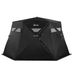 Outsunny 4 Person Insulated Ice Fishing Shelter 360-Degree View, Pop-Up Portable Ice Fishing Tent With Carry Bag, Two Doors And Anchors, Black -Intex Tents Shop GUEST d5618057 9b69 4f72 a3c7 cc770ce50bd3