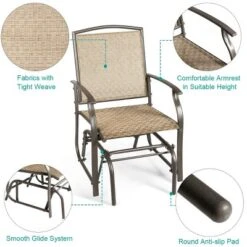 Costway Patio Swing Single Glider Chair Rocking Seating Steel Frame Garden Furni Brown -Intex Tents Shop GUEST df464784 6174 4062 bbb0 116530b4618e