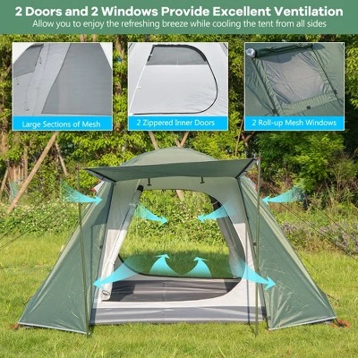 Costway 4-6 Person Camping Tent Waterproof Family Large Double-Layer Tents W/Front Porch 7 Costway 4-6 Person Camping Tent Waterproof Family Large Double-Layer Tents W/Front Porch - Image 5
