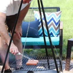 Sunnydaze Decor Sunnydaze Outdoor Camping Or Backyard Steel Tripod Fire Pit Cooking Grilling BBQ Grate - 22" - Black -Intex Tents Shop GUEST ed3cf943 de4d 4c1b ac13 6e706955c1b0