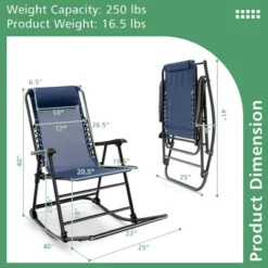Costway Patio Camping Rocking Chair Folding Rocker Footrest Lightweight Outdoor RedNavyBeigeGreyBlue -Intex Tents Shop GUEST f452d800 5d9a 43ce 9cf7 4202239f280f