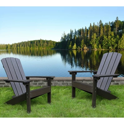 Lakeside Faux Wood Adirondack Outdoor Portable Chair Espresso - Merry Products 9 Lakeside Faux Wood Adirondack Outdoor Portable Chair Espresso - Merry Products - Image 7