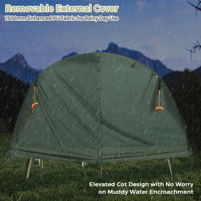 Costway 1-Person Outdoor Camping Tent Cot Elevated Compact Tent Set W/ External Cover 8 Costway 1-Person Outdoor Camping Tent Cot Elevated Compact Tent Set W/ External Cover - Image 6