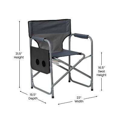 Emma And Oliver Canvas Folding Director's Chair With Accent Trim, Steel Tube Frame-Integrated Folding Side Table With Cupholders 6 Emma And Oliver Canvas Folding Director's Chair With Accent Trim, Steel Tube Frame-Integrated Folding Side Table With Cupholders - Image 4
